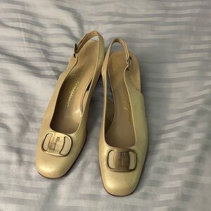 Salvatore Ferragamo Cream Slingback Heels